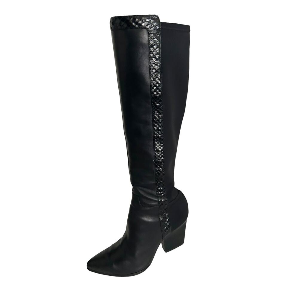 Donald Pliner Vannah Black Heeled Leather Tall Knee High Back 8